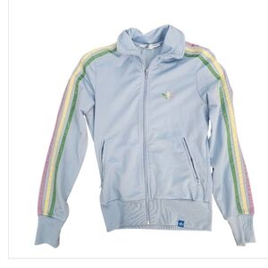 Vintage Adidas Firebird Track Jacket XS Baby Blue Multicolor Trim Full Zip